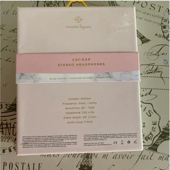 NIB Nanette Lepore | Rose Gold Granite Cat Ear Stereo Headphones - Picture 2 of 2